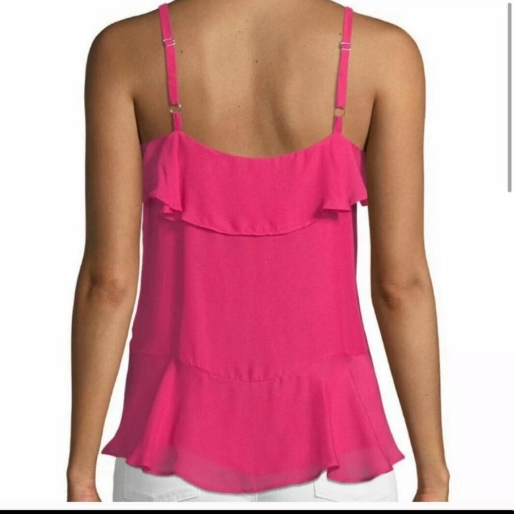 THRDUP- Parker hot pink silk ruffle tank - Picture 2 of 8